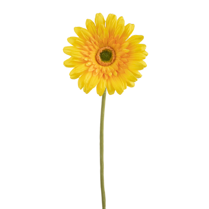 Fiore Di Gerbera Singolo. Altezza 62 Cm - Pezzi 12 - 12X62X12cm - Colore: Giallo - Bianchi Dino - Fiori Artificiali