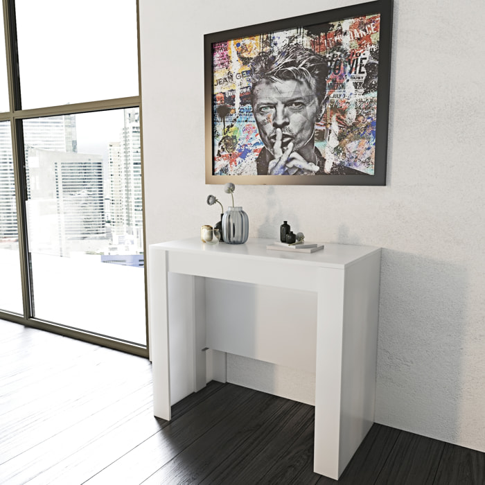 Tavolo Consolle Allungabile Oslo Fino A 2.37 Metri Tavolo 10 Posti Salvaspazio Multiposizione Design Moderno Elegante 78 x 51 x 90 cm Bianco Lucido