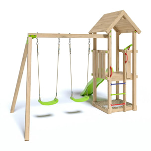 Aire de jeux bois 1,90 m EASY XPLORER - 6 enfants