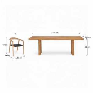 Table et chaises de jardin 6 personnes en bois - Siam