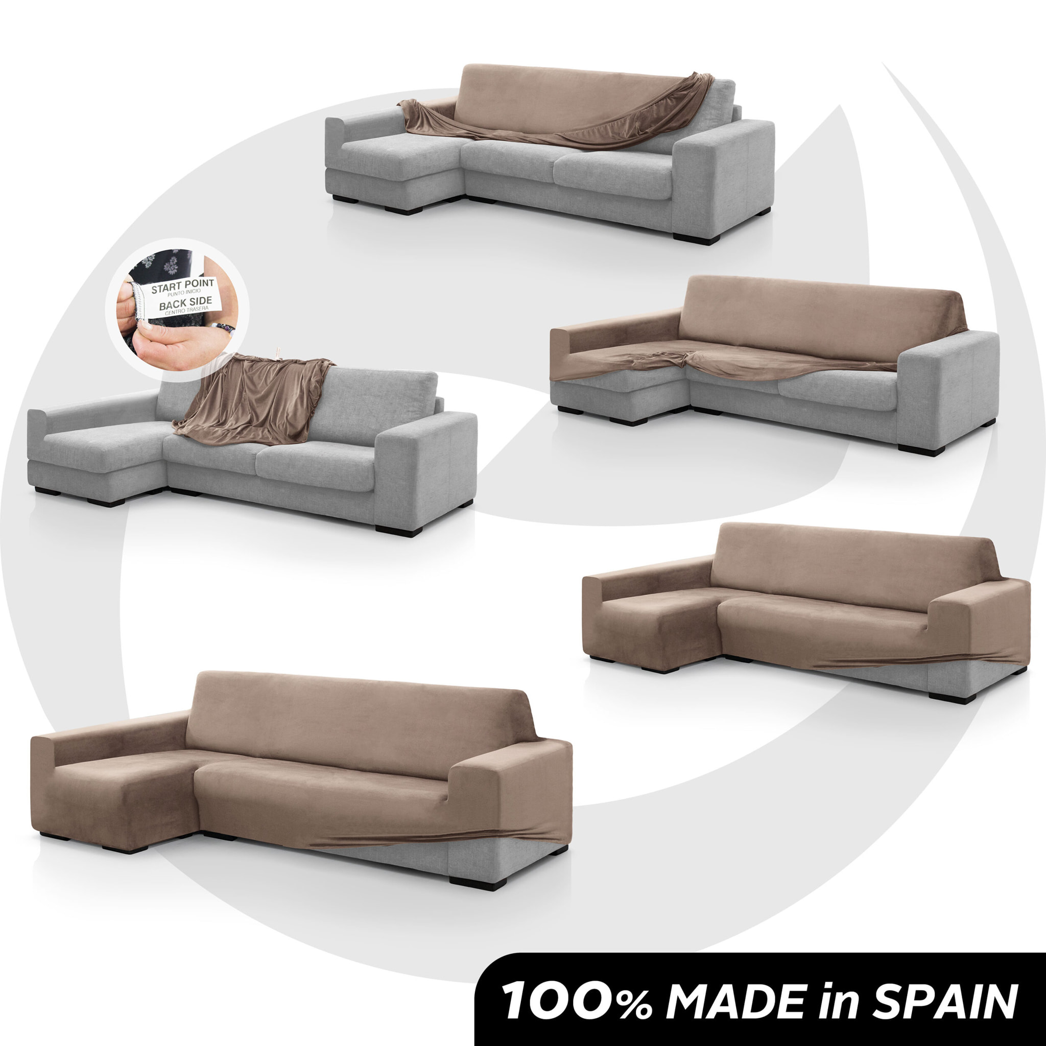 Funda TERCIOPELO ANTI MANCHAS Multi elástica para CHAISE LONGUE modelo VERONICA