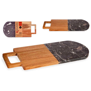DAM TAGLIERE IN LEGNO E MARMO NERO CON MANICO 18x38x1,5 Cm. Colore nero
