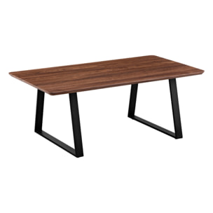 Tavolino salotto basso noce stile industrial con gambe nere 80x50x35 cm - Henry