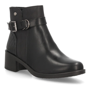 Botines con tacón ancho y hebilla para mujer