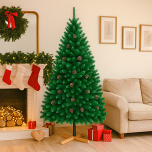 Prancer - Albero di Natale con neve e pigne Ø85 x150H cm, 450 rami e 32 pigne