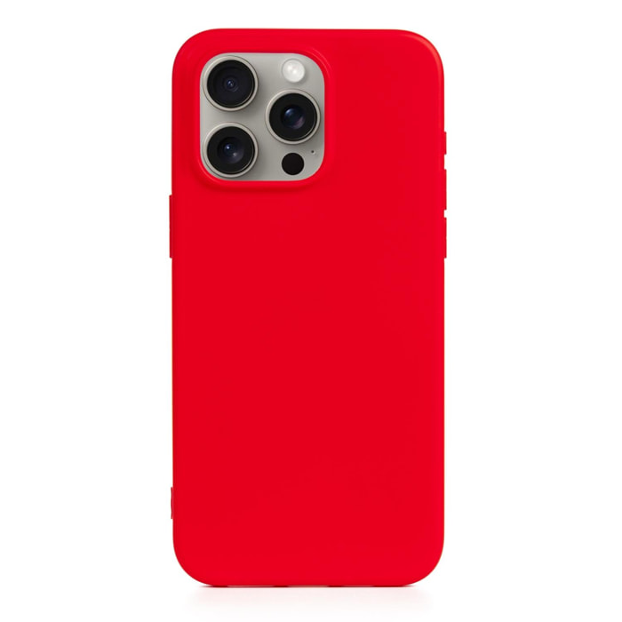 DAM Custodia in silicone Essential per iPhone 15 Pro. Interno morbido e vellutato. 7,34x1,11x14,94 centimetri. colore rosso