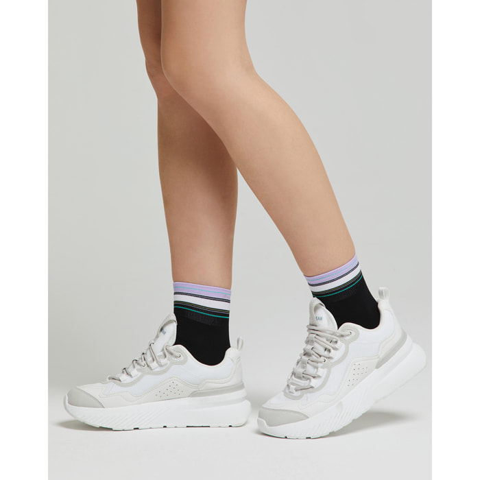 Calza cotone Amelia con righe multicolor