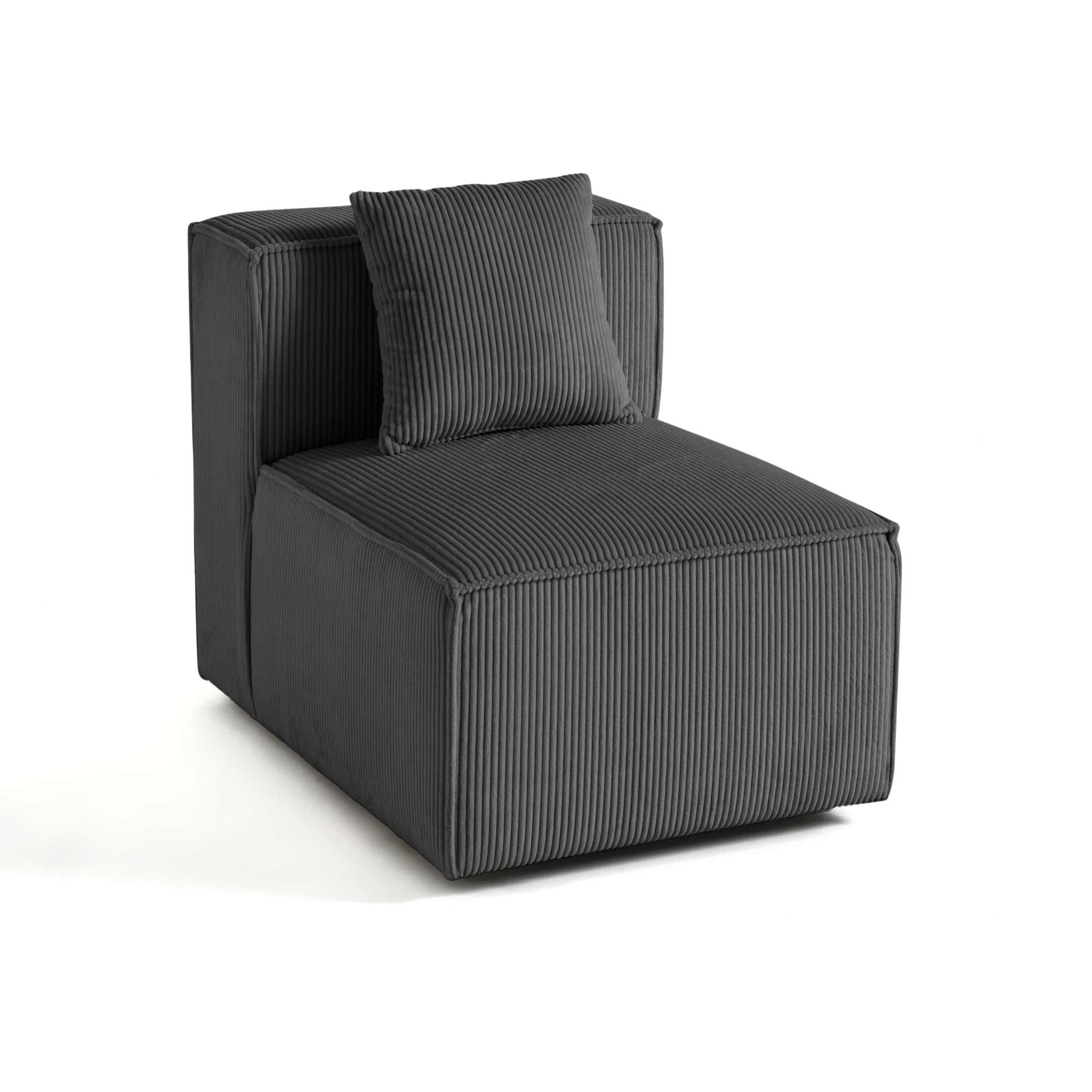 Arty - module d'assise sans accoudoirs - en velours côtelé - Gris foncé