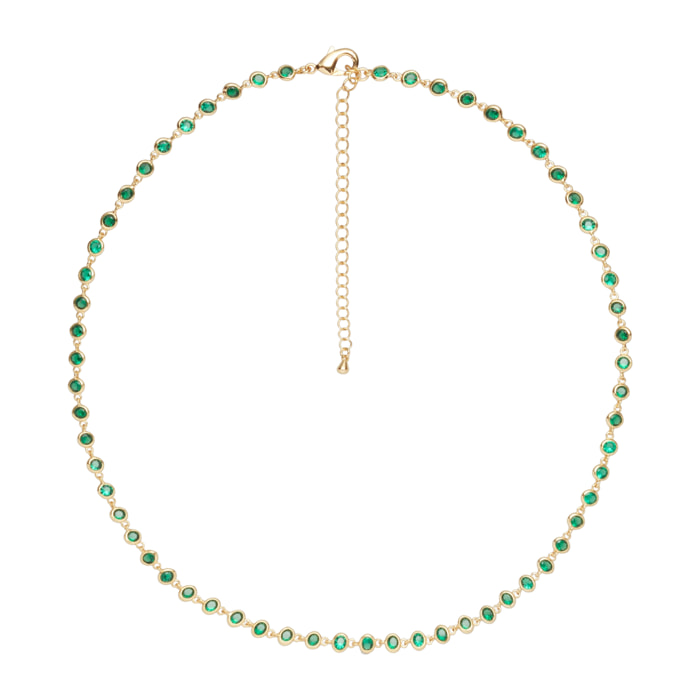 Collana U.S. Polo Assn. In metallo dorato con cristalli verde smeraldo