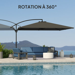 Parasol déporté rectangulaire XXL – Inclinable et rotatif 360°