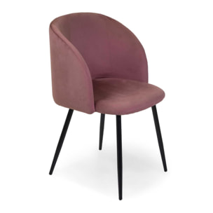 Poltrona Ruby Vacchetti in velluto rosa antico con struttura nera cm56,5x54h81