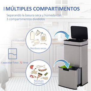 Cubo de Basura Reciclaje Apertura Automática Sensor 72L