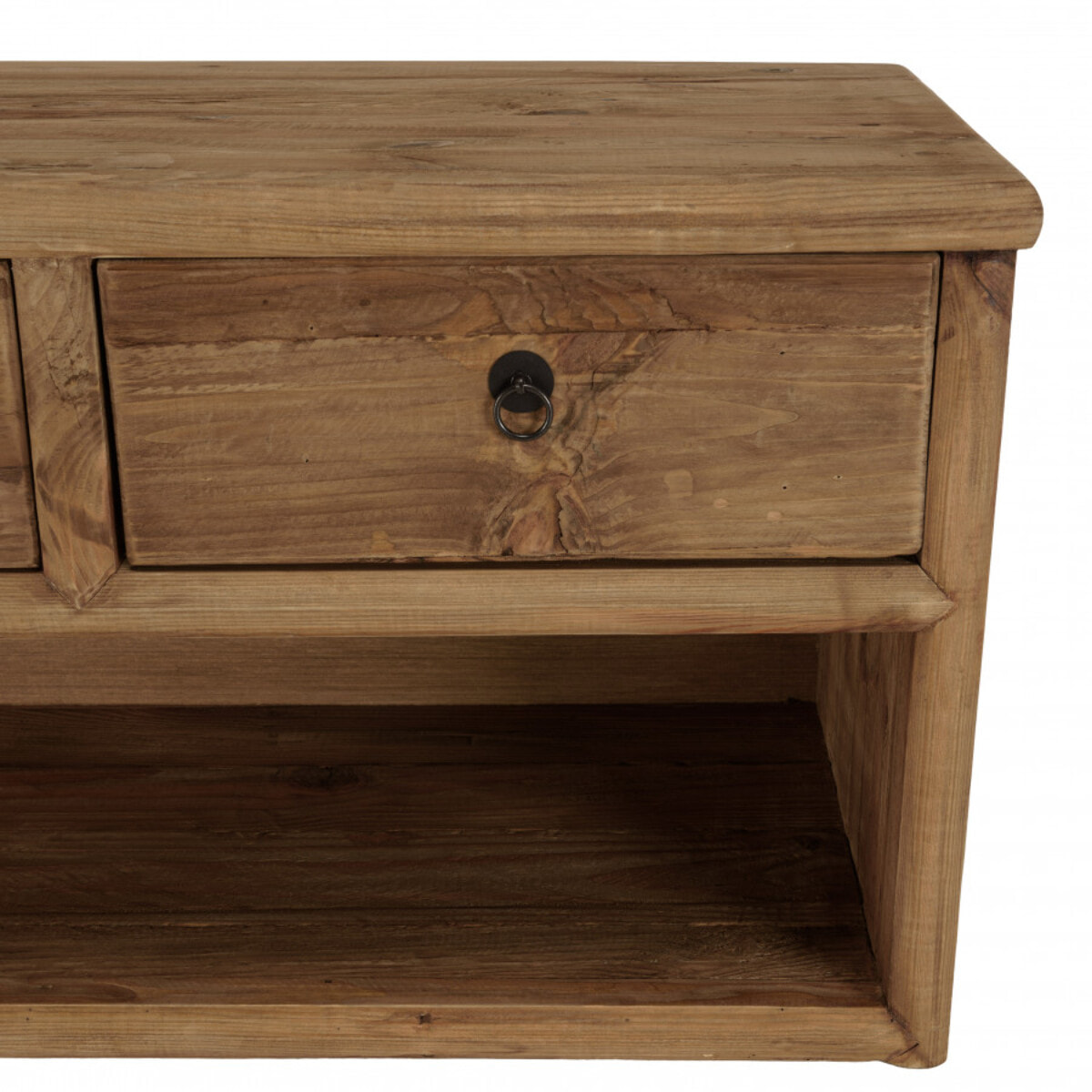 ANDRIAN - Meuble TV 4 tiroirs 1 niche, longueur 200cm bois pin recyclé