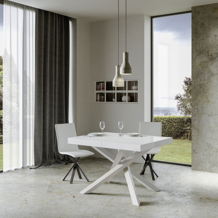 Mesa extensible 90x140/400 cm Volantis Fresno Blanco estructura blanco