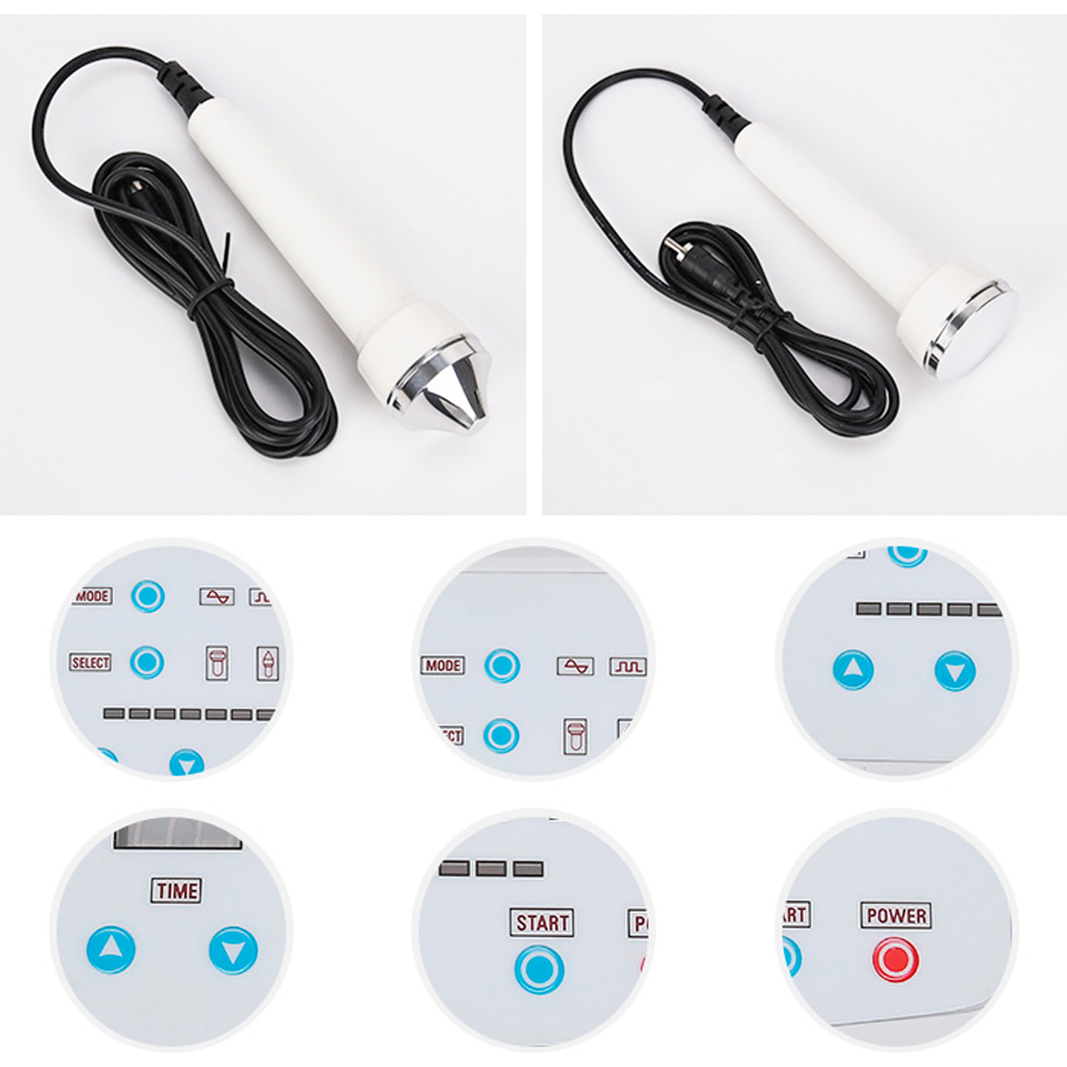 Strumento di bellezza ultrasuoni 2 in 1. Strumento di gestione dei nevi ad ultrasuoni e di rimozione delle macchie sul viso. 2 testine di azione.