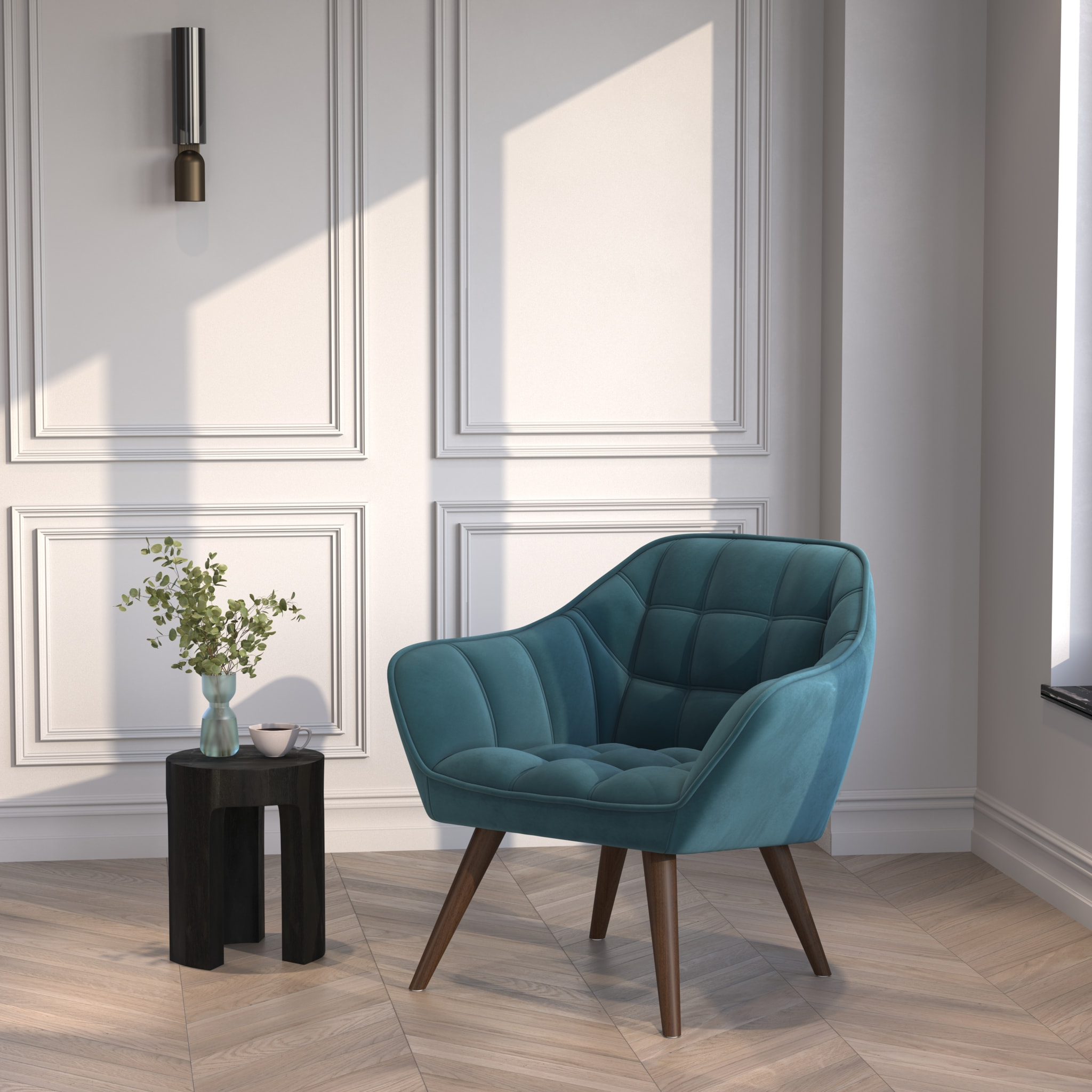 Table d'appoint noire en bois de suar D30 cm - Sonda