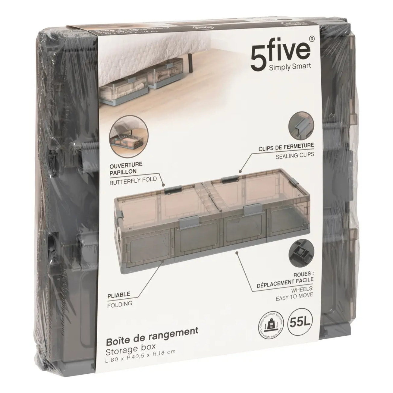 Boîte de rangement "Fold n Box" en plastique 55L