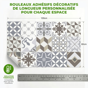 Sticker Sol avec laminat de Protection en Plastique Anti-dérapant | Stickers adhésif Sol - CARREAUX DE CIMENT SOL TOLOMEO - 1 sticker