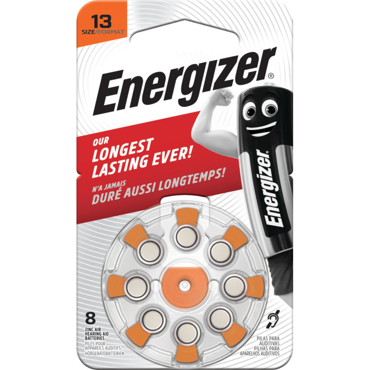 Energizer - Pack de 6 Blisters de 8 Piles - 13 - Piles Auditives Zinc Air