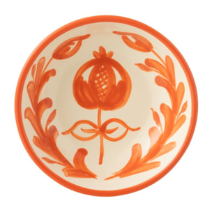 J-Line bol Granada Low - céramique - blanc/orange - small - Ø 14 cm