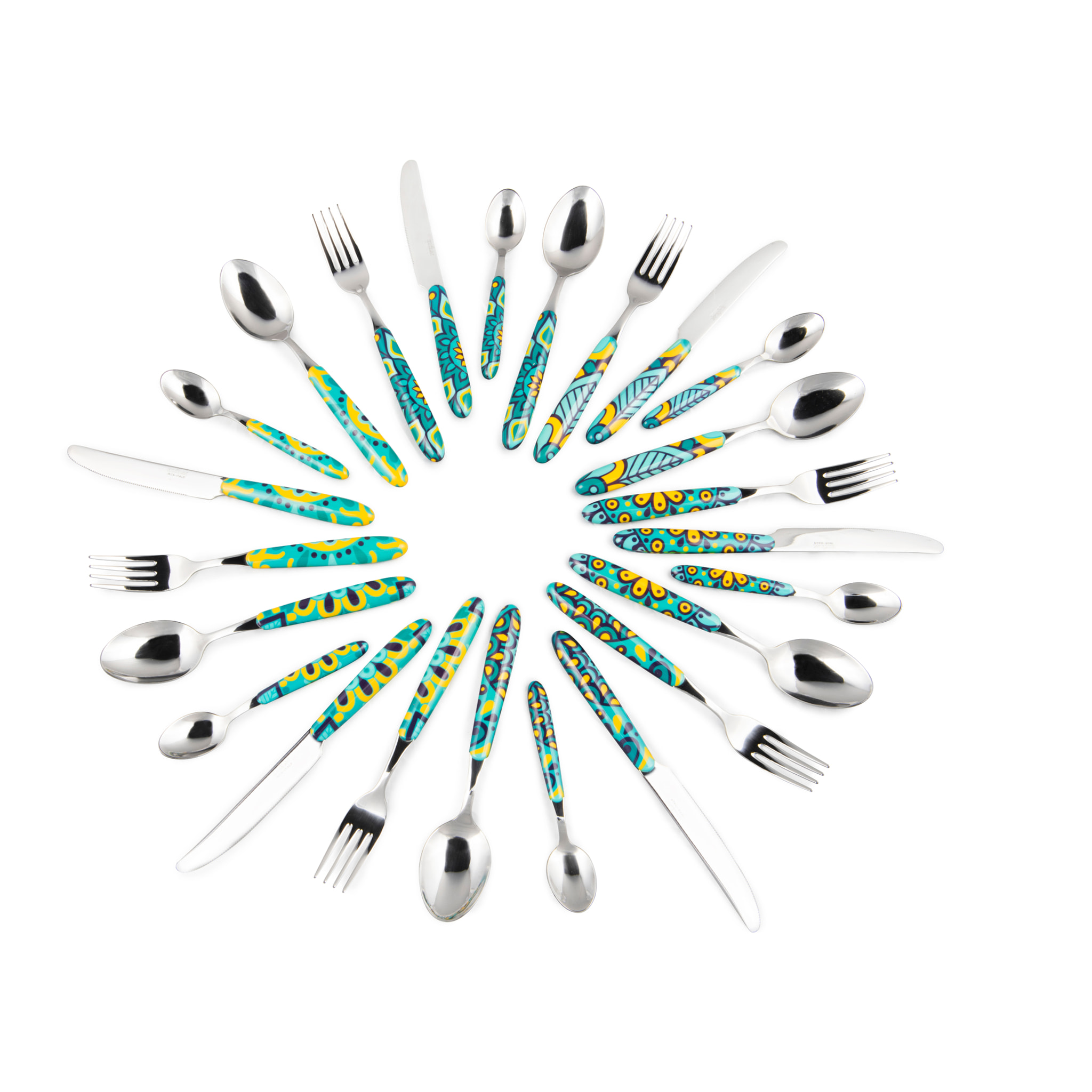 Service 24 couverts Excelsa – Mandala Mediterraneo, Acier Multicolore
