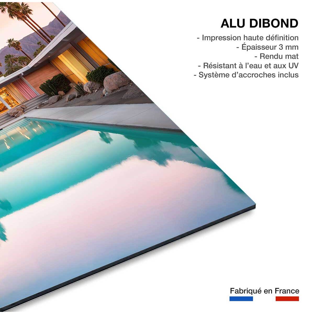 Tableau design piscine au sunset californien  Tableau alu Dibond