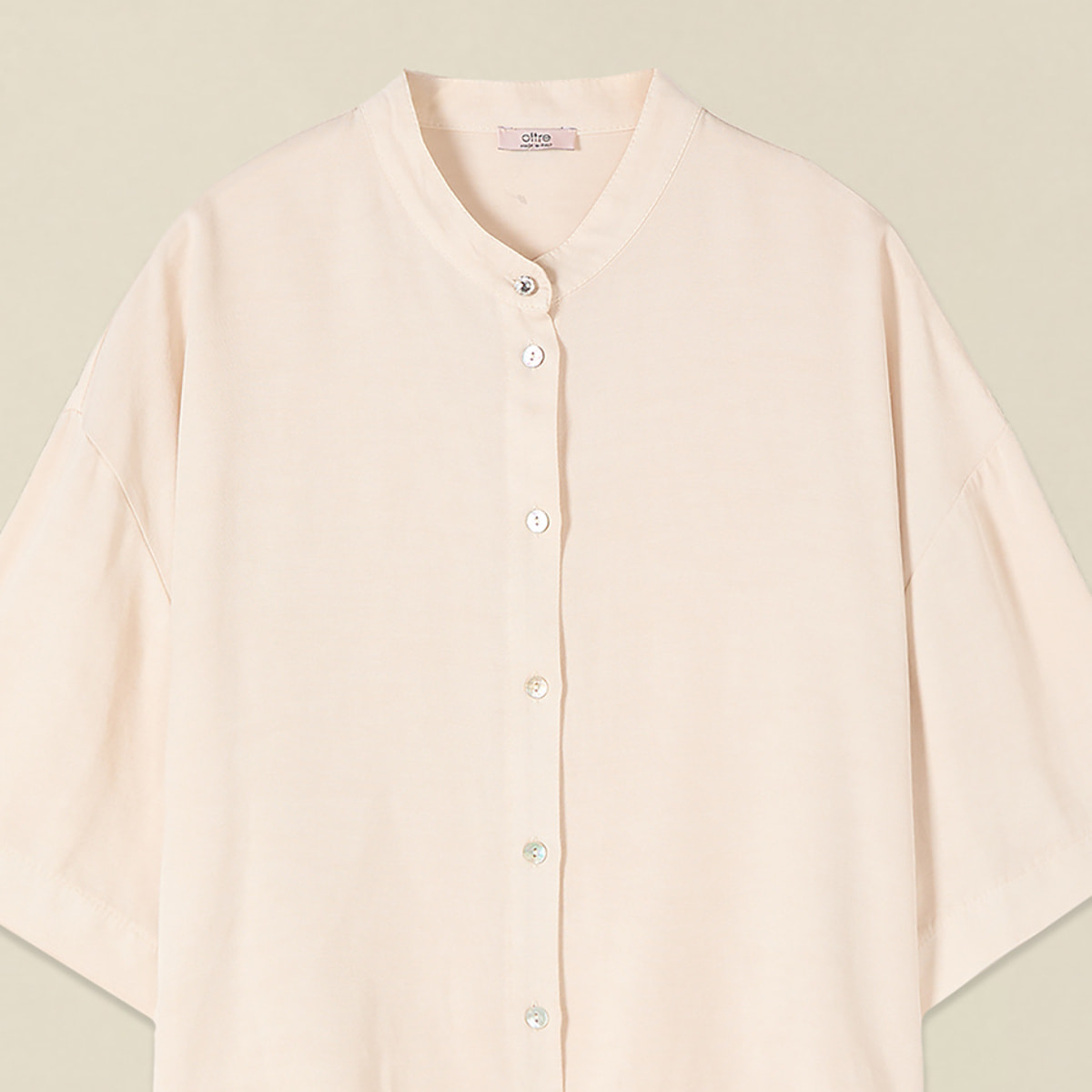 Oltre - Camicia boxy collo alla coreana - Bianco