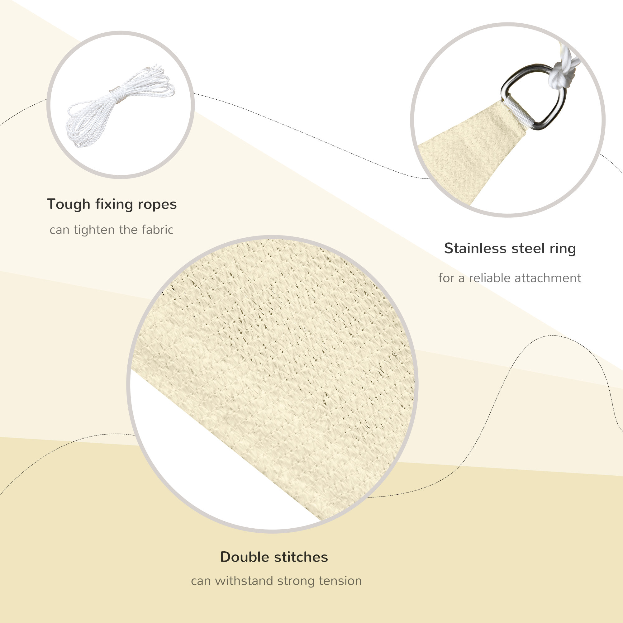 Toldo Vela Triangulo Sombrilla Parasol Terraza 4x4x4m Crema