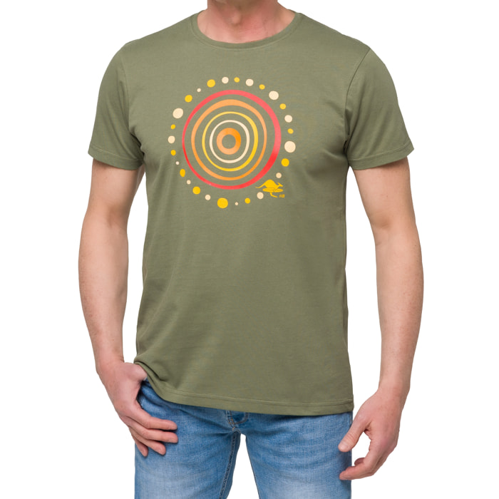 T-shirt in cotone 150 gr Hot Buttered Aboriginal verde militare.