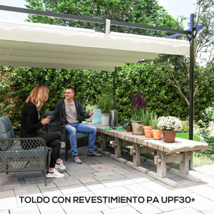 Pérgola con Techo Retráctil Pérgola de Aluminio 6x3 m Cenador con Tela de Poliéster Anti-UV Resistente al Agua Pabellón para Jardín Patio Terraza Exterior Crema