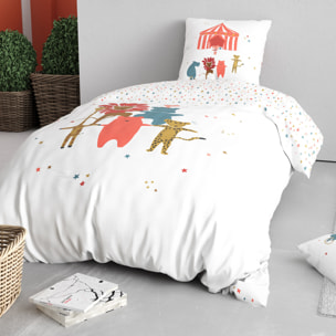 Parure de lit enfant imprimé 100% coton - circus - rose