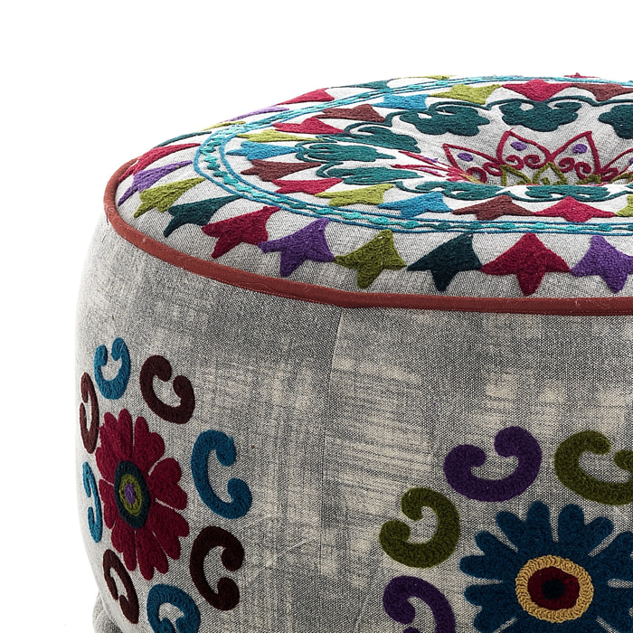 ORESTELUCHETTA Pouf rotondo YANTRA LIGHT GREY