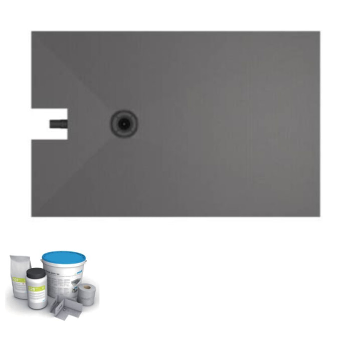 Receveur à carreler 140 x 90 cm WEDI Fundo Plano, bonde intégrée + kit d'étanchéité