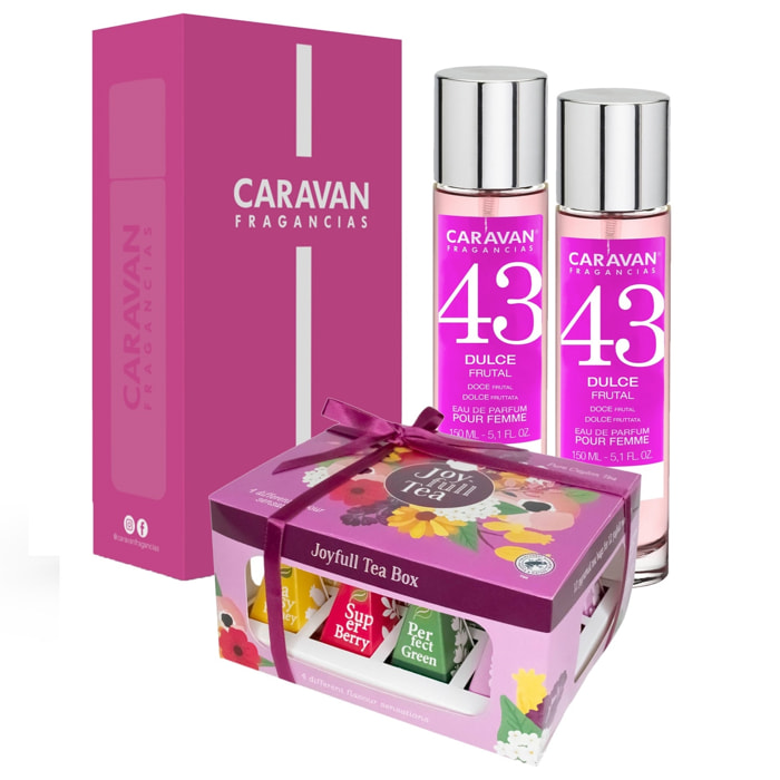 Caravan set de 2 fragancias de mujer nº43 + caja regalo caravan + joyfull caja de té piramidal