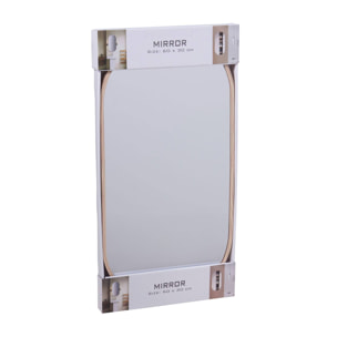 WELL HOME Espejo ovalado 30x60cm marco de madera clara, con gancho trasero para pared ideal para dormitorio o pasillo