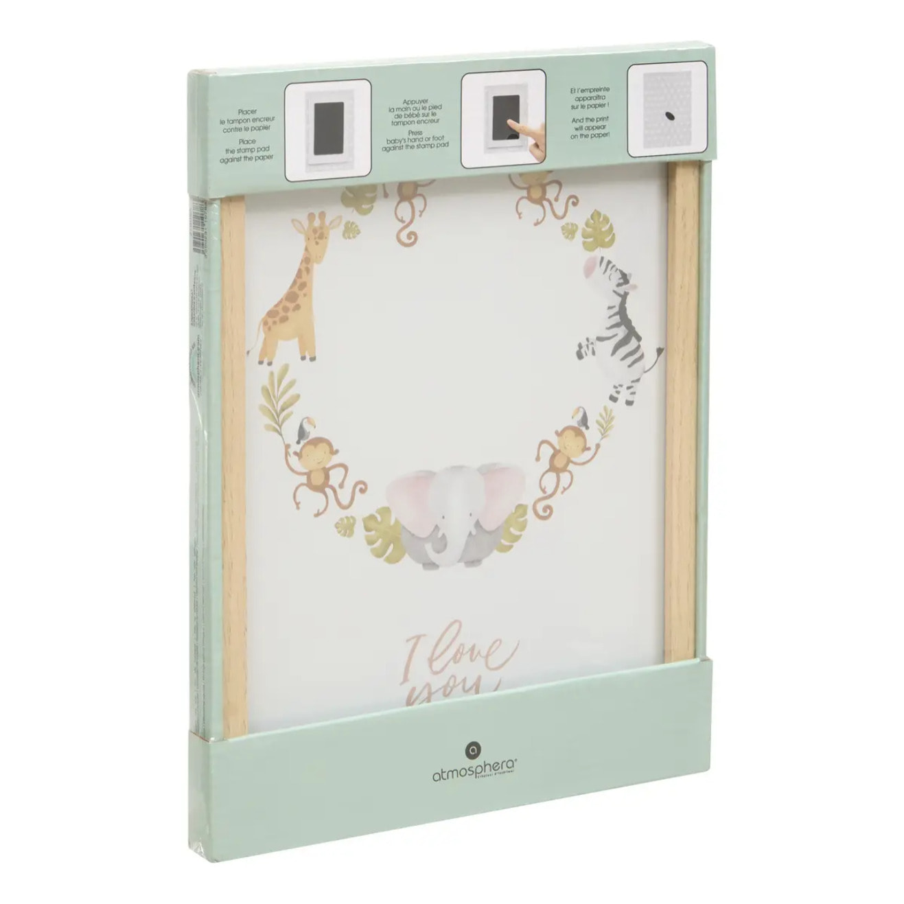 Coffret cadre à empreintes 31,6x22,6cm avec tampon encreur Jungle