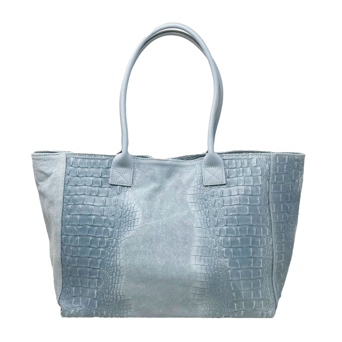Chicca Borse - Borsa a Spalla Donna in Vera Pelle - Colore Cocco Cielo