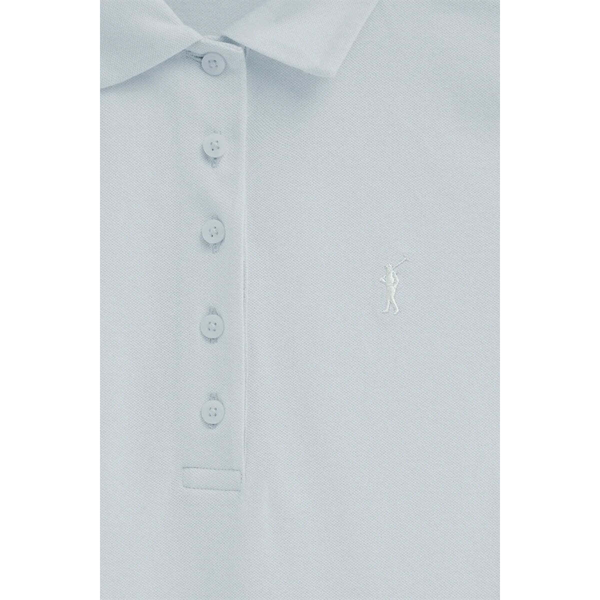 Vestido corto azul claro de manga corta con cuello polo y logo Rigby Go