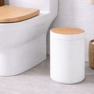 MSV Poubelle PP & Bambou OSLO 5L Blanc