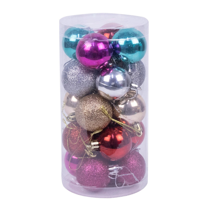 DAM Bolas decorativas de navidad, 4cm. Set de 20 en colores y texturas variadas. 4x4x4 Cm. Color: Multicolor