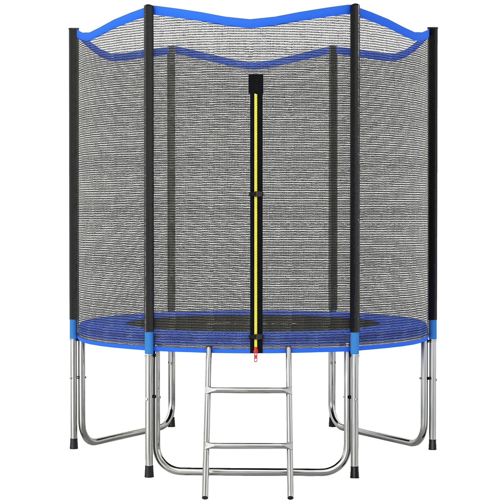 Cama Elástica para Niños Exterior Ø183 cm, Trampolín para Niños de +6 Años con Red de Seguridad, Escalera, Acolchado de Muelles y Marco de Acero Galvanizado, Carga 80 kg