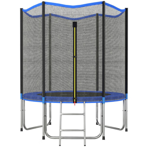 Cama Elástica para Niños Exterior Ø183 cm, Trampolín para Niños de +6 Años con Red de Seguridad, Escalera, Acolchado de Muelles y Marco de Acero Galvanizado, Carga 80 kg