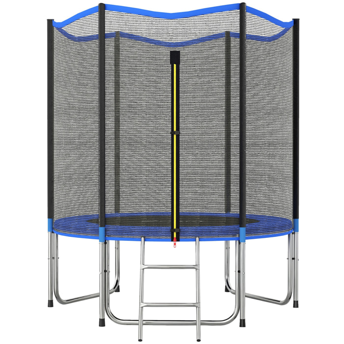 Cama Elástica para Niños Exterior Ø183 cm, Trampolín para Niños de +6 Años con Red de Seguridad, Escalera, Acolchado de Muelles y Marco de Acero Galvanizado, Carga 80 kg