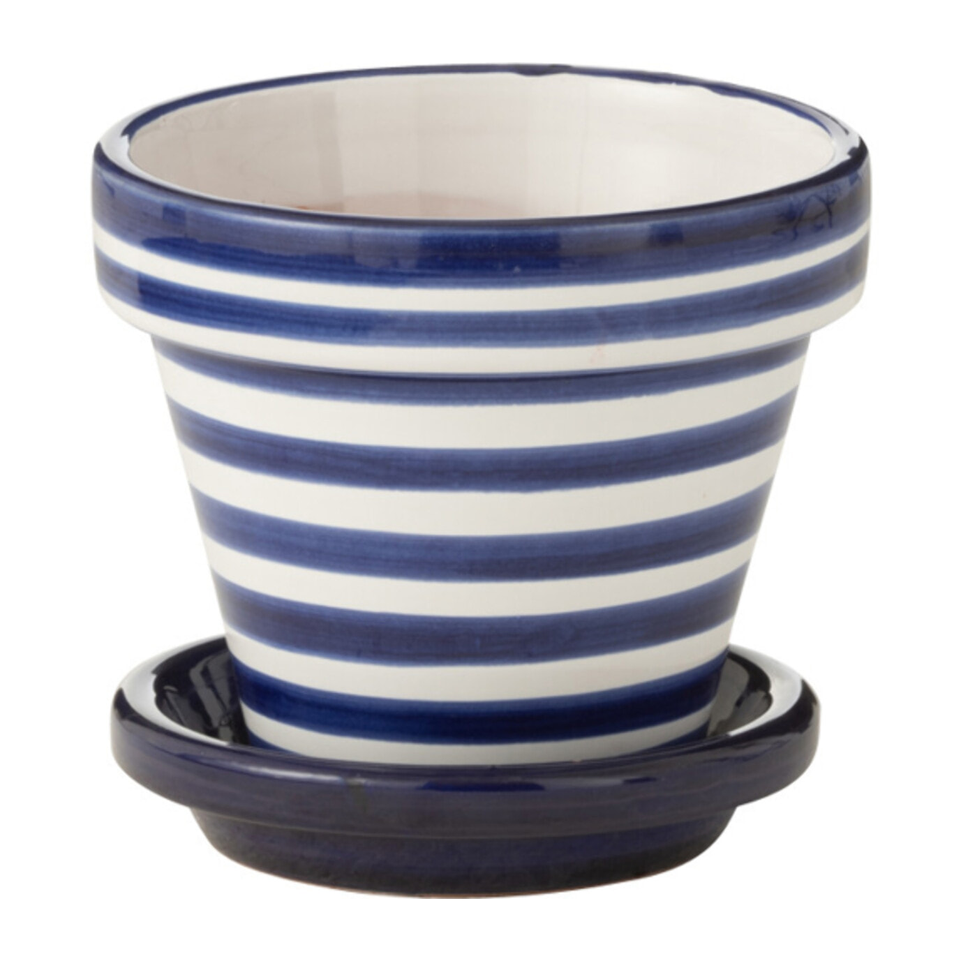 J-Line cache-pot Granada Stripes Handmade + Painted - céramique - bleu - extra small - Ø 17 cm