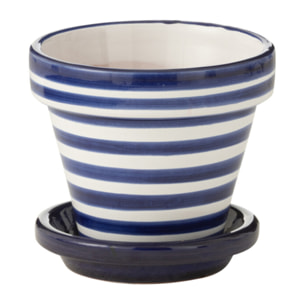 J-Line cache-pot Granada Stripes Handmade + Painted - céramique - bleu - extra small - Ø 17 cm