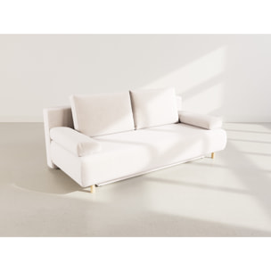 Sophie - Canapé droit 3 places convertible avec coffre en velours côtelé - Beige