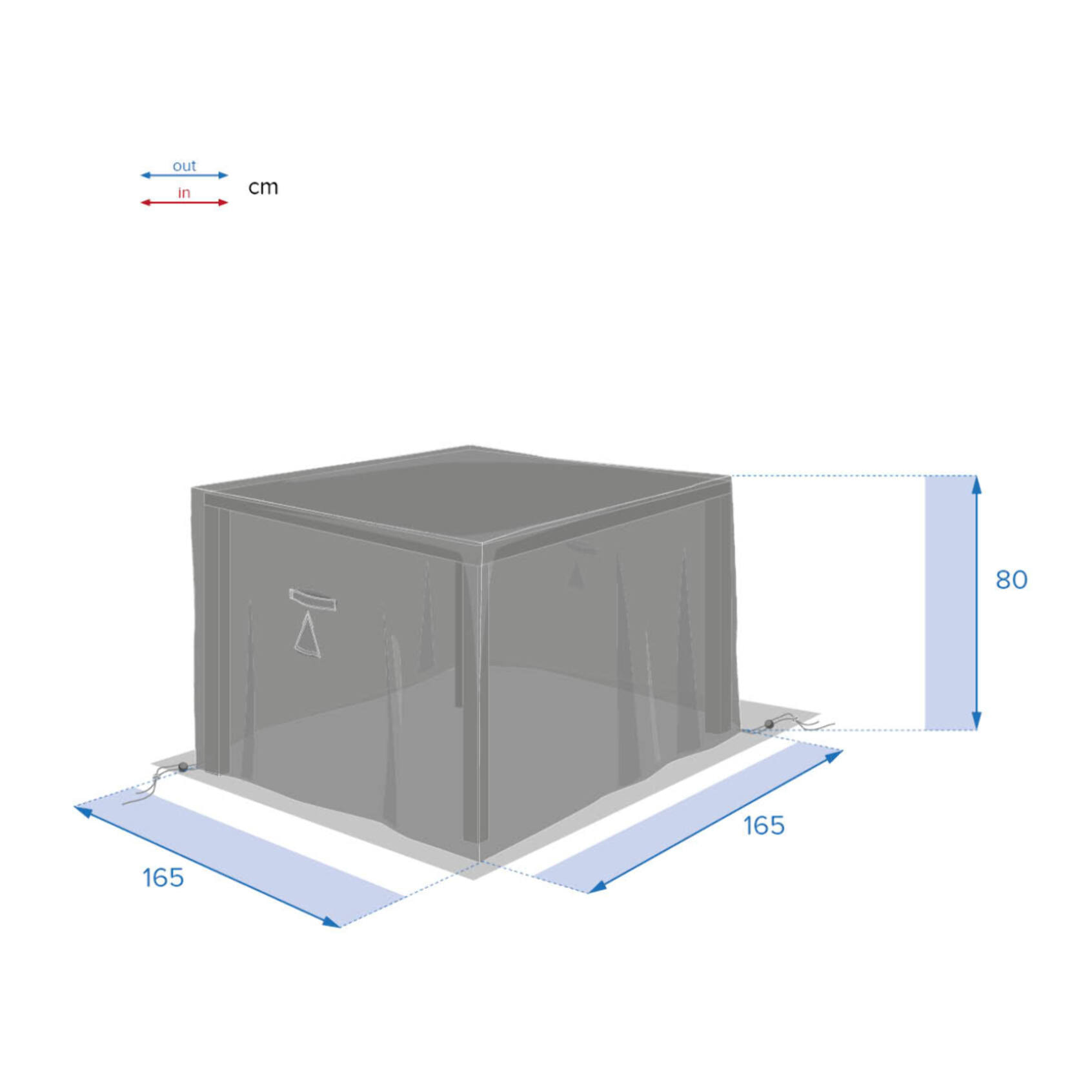 Housse de protection "Hambo" pour table carrée M 165x165x80cm en polyester