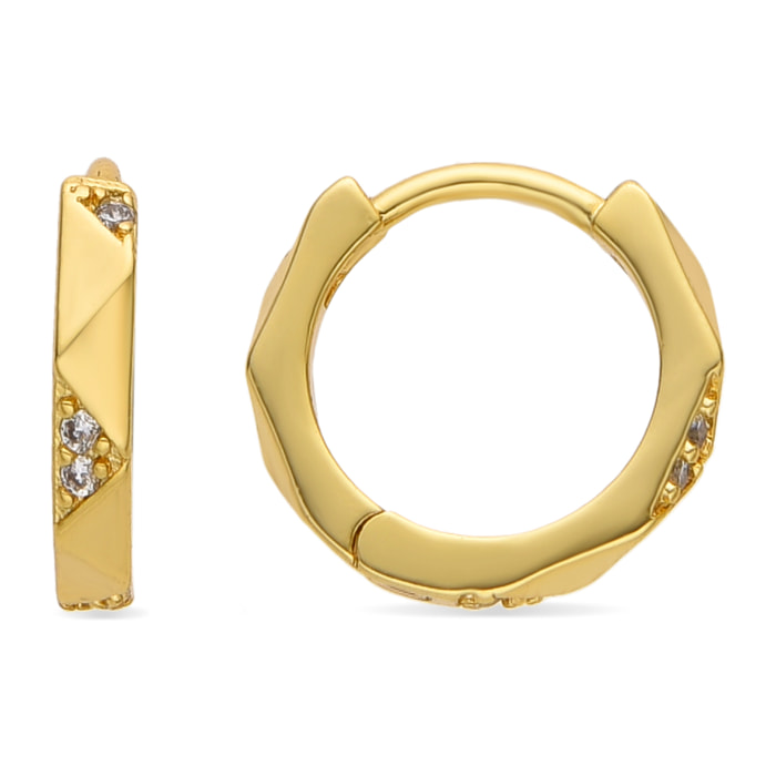 Pendientes de 9mm de diámetro con Circonita Brillante acabado oro 18k