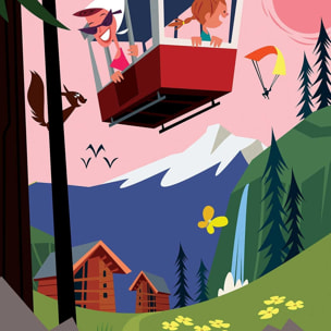 Poster retro savoie ou bien ! Affiche + cadre en bois - Noir