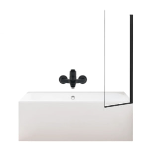 Pack baignoire droite 170 x 75 Elise + tablier niche + mitigeur bain Aimé noir + pare bain noir mat + vidage